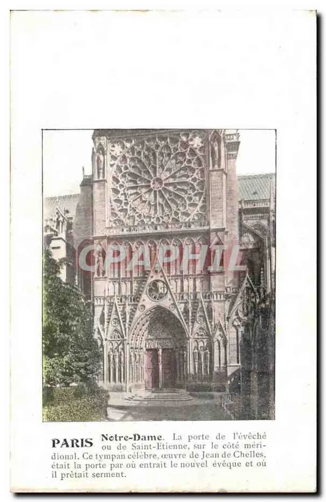 Paris — Catedral de Notre-Dame — Porta do Bispo (lado meridional) — editor não visível - Frente