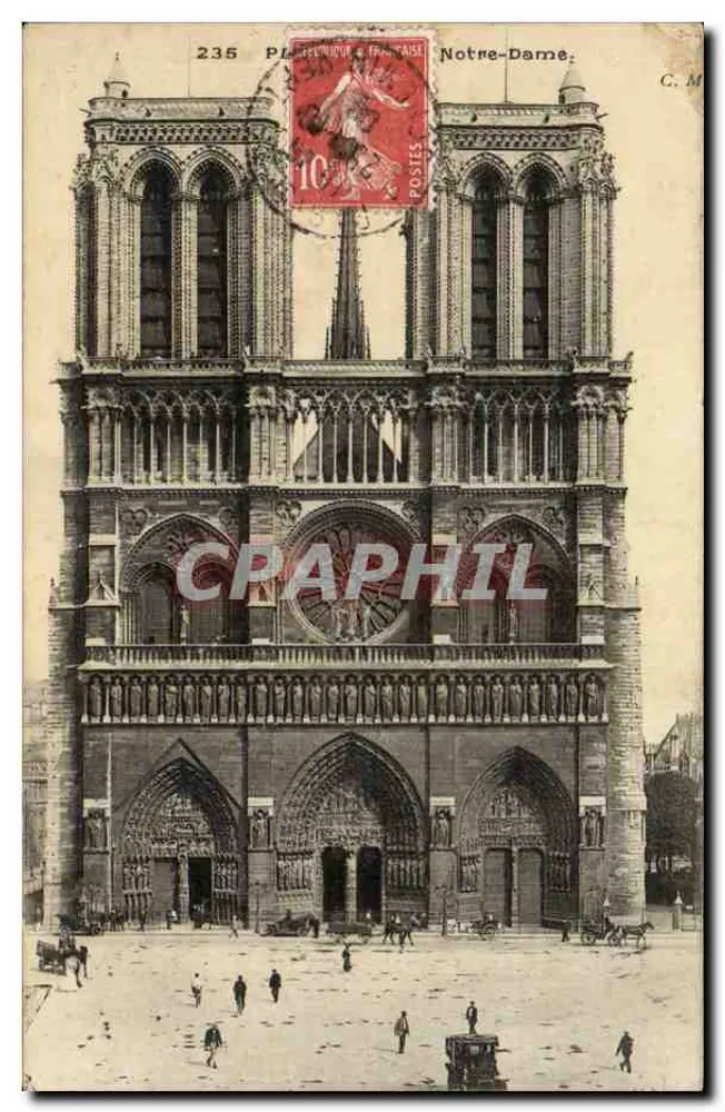 Notre-Dame — vue de la façade — C. M. n°235 - Frente