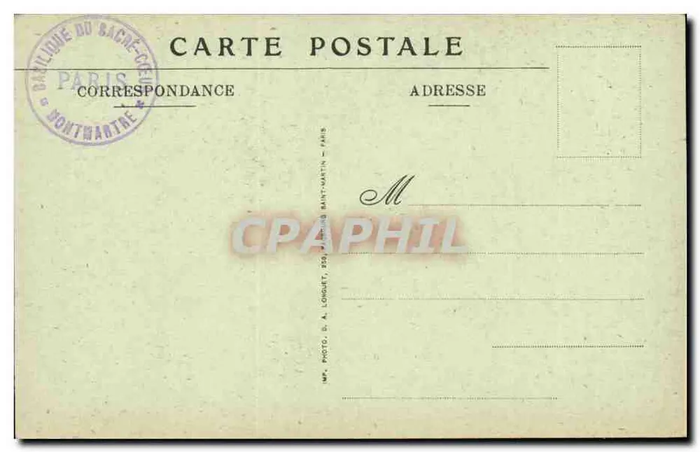 Basilika des Heiligen Herzens von Montmartre — Der Hauptaltar — V.N. Nr. 29 - Rückseite