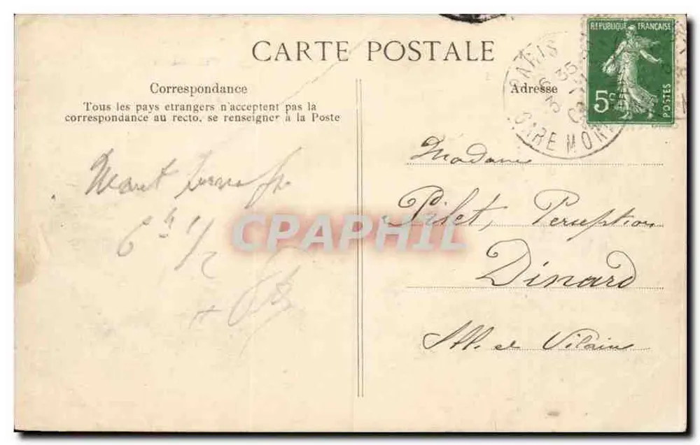 PARIS — Palácio do Eliseu — E.D. n°4085 - Verso