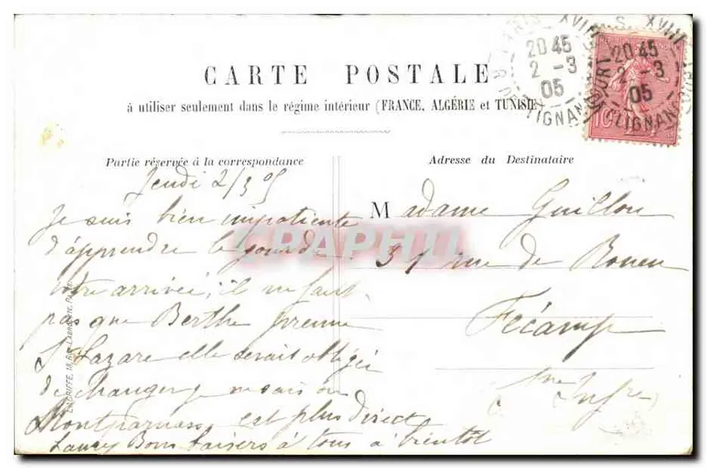 Avenida da Ópera — Paris — editor desconhecido, n° 9 - Verso