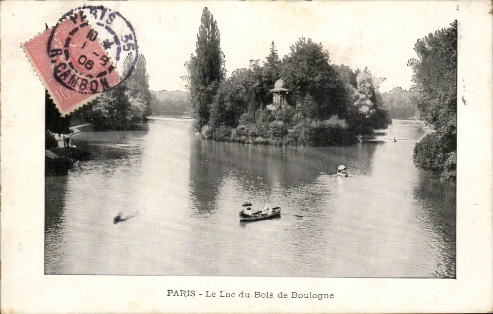 PARIS - Ansicht des Sees im Bois de Boulogne — R. Cambon, n° 10 - Vorderseite