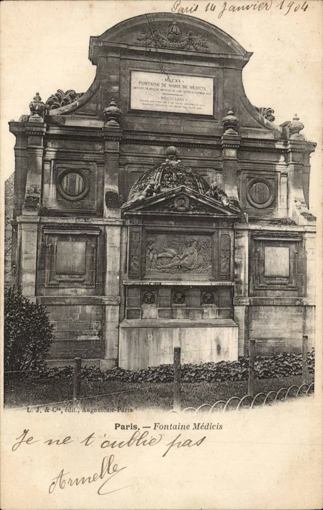Fontaine Médicis — Paris — L. J. & Cie, editor, Angoustrême-Paris - Frente