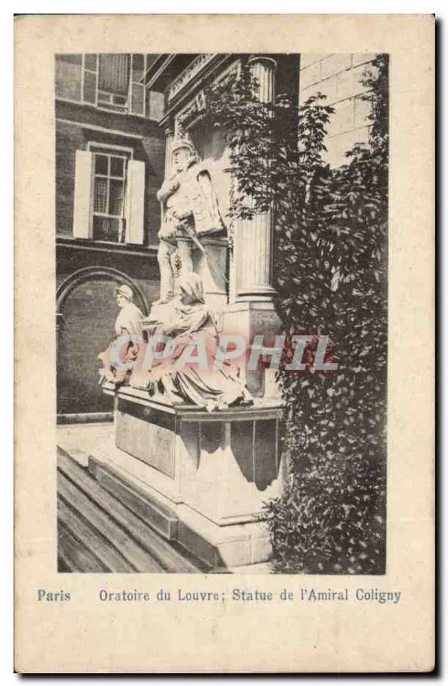 Paris - Oratoire du Louvre; Statue des Admirals Coligny - Vorderseite