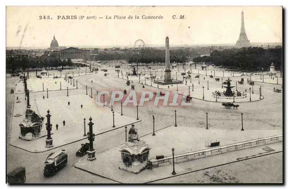 Paris (8e arrt) — A Praça da Concórdia — C.M. n°245 - Frente