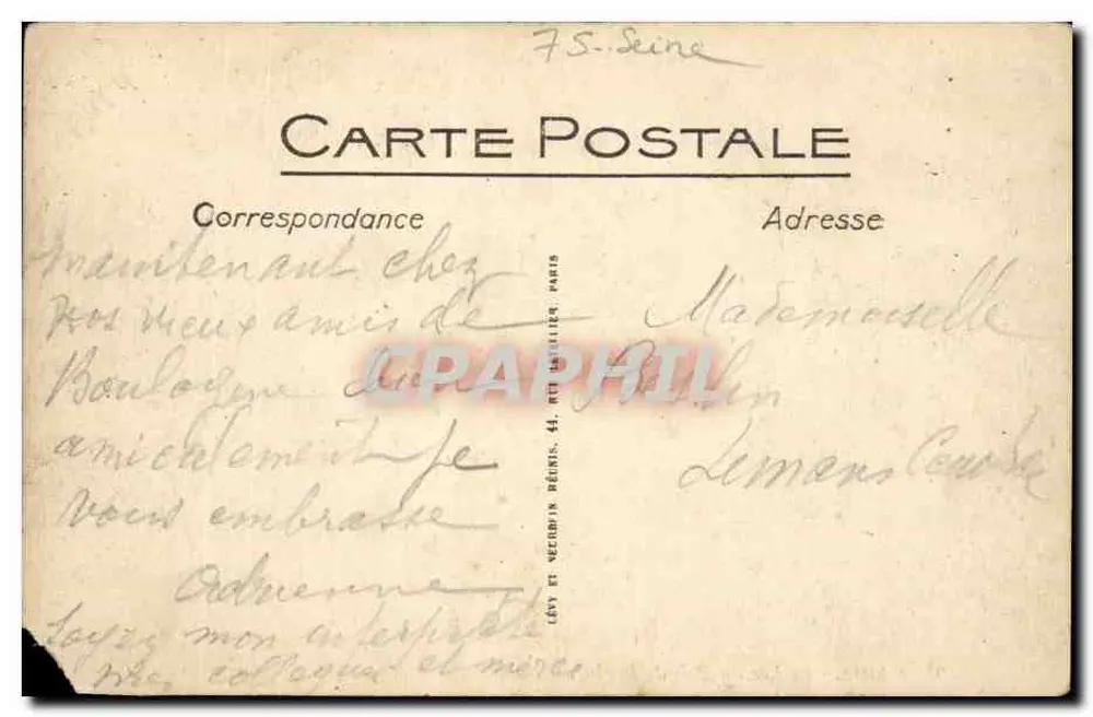 Paris - Ansicht des Sees im Bois de Boulogne — LL, n°259 - Rückseite