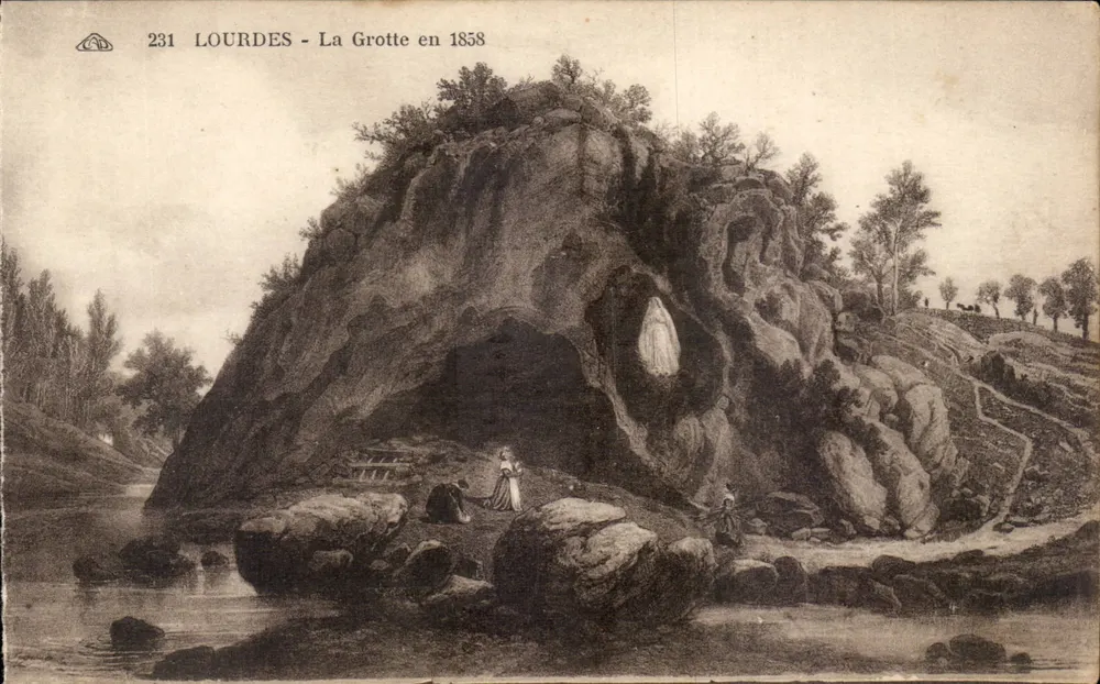 Lourdes - A Gruta em 1858 — Edição da 1ère Alsaceaine dos Artes Postais Antigos, Strasbourg — n° 231 - Frente