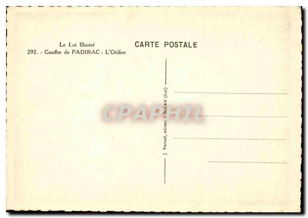 Gouffre de Padirac — A Entrada — Le Lot Illustré, n°292 - Verso