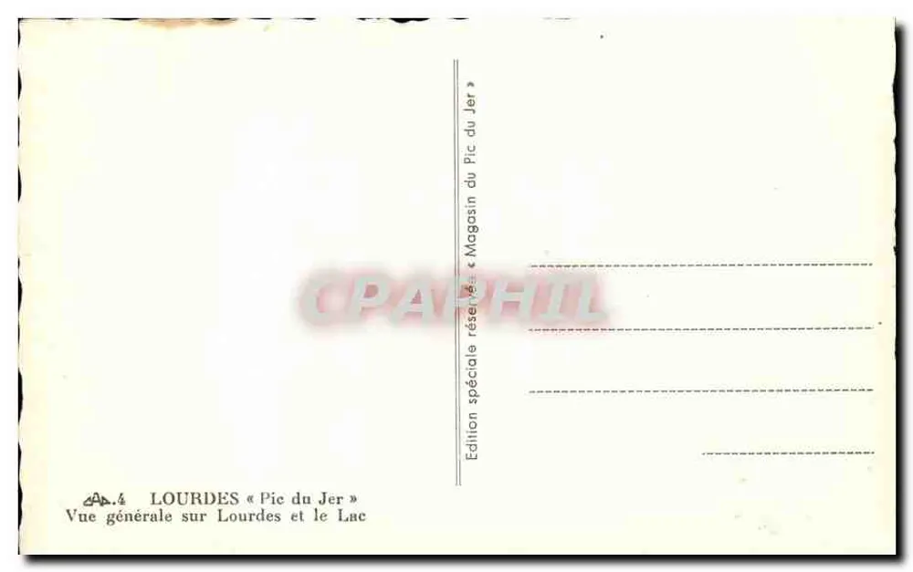Lourdes — Allgemeiner Blick auf Lourdes und See des Pic du Jer — Magasin du Pic du Jer - Rückseite