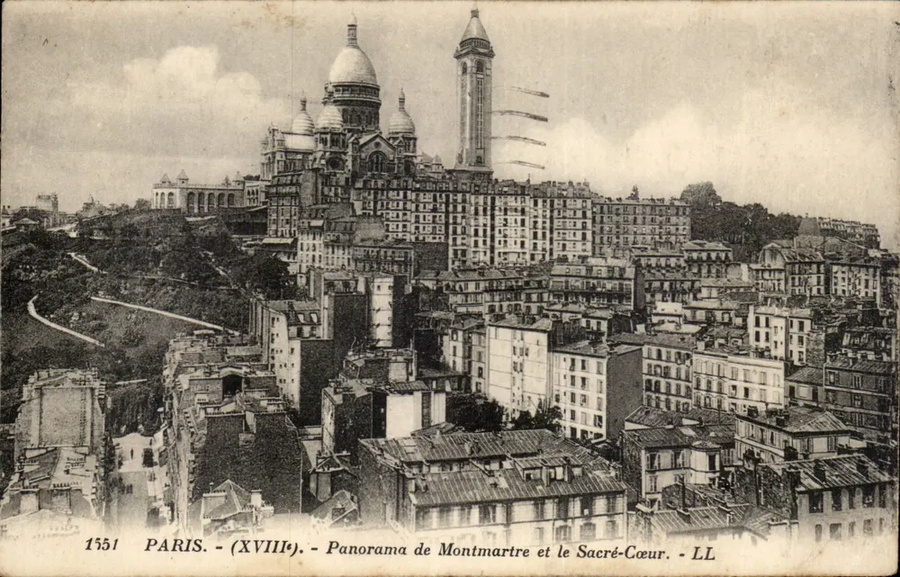 Paris - (18. Jahrhundert) - Panorama von Montmartre und dem Sacré-Cœur - LL - Vorderseite