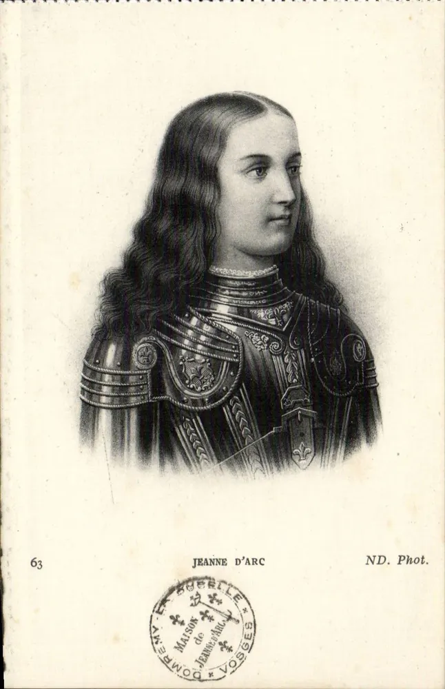 Giovanna d'Arco — in armatura — fototipia ND. Fot. di Giovanna d'Arco, edita da Matson di Giovanna d'Arco, Domremy-la-Pucelle, Vosges - Recto