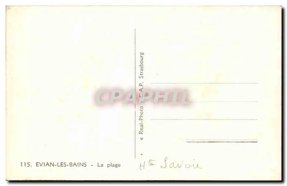 Évian-les-Bains — A praia — Real-Photo Strasbourg - Verso
