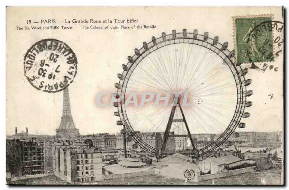Paris — A Grande Roda e a Torre Eiffel — Imp. L'Abelle, Paris - Frente