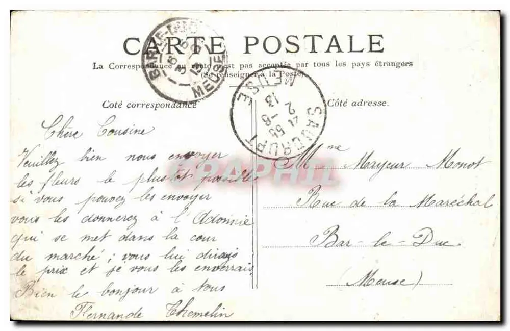 Paris — A Cour do Carrousel — Editor não visível, número de série ilegível - Verso