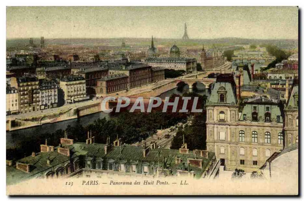 Paris — Panorama dos Oito Pontes — LL. n° 123 - Frente