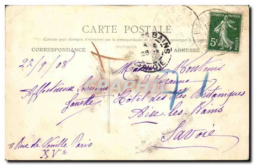 Paris - Rathaus des 11. Arrondissements und Avenue Parmentier — Verfahren C. Jeangette, Nr. 8 - Rückseite