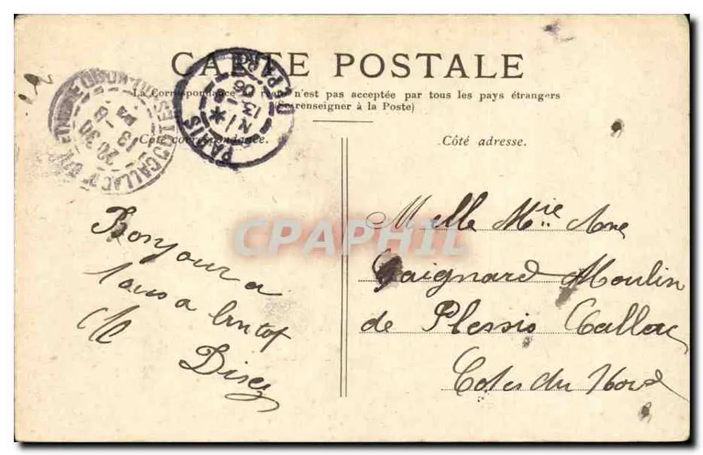 Paris — A Madeleine — Editor não identificado, número de série não visível - Verso