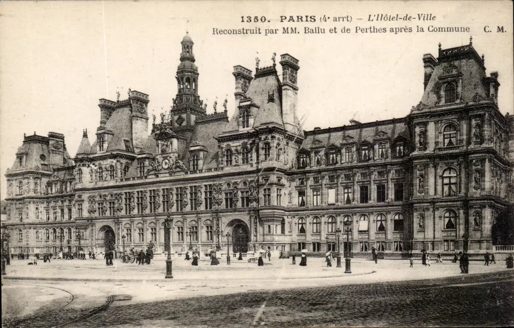Paris (4e arrt) — O Hôtel-de-Ville — Reconstruído pelos senhores Ballu e de Perthes após a Comuna - Frente