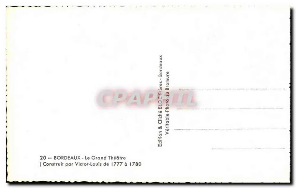 Bordeaux — O Grande Teatro — Construído por Victor-Louis de 1777 a 1780 - Verso