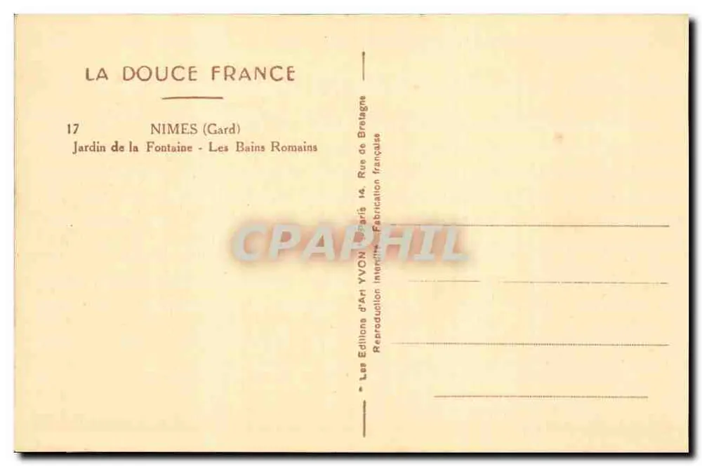 Die römischen Bäder — Nîmes (Gard) — Éditions d'Art YVON - Rückseite