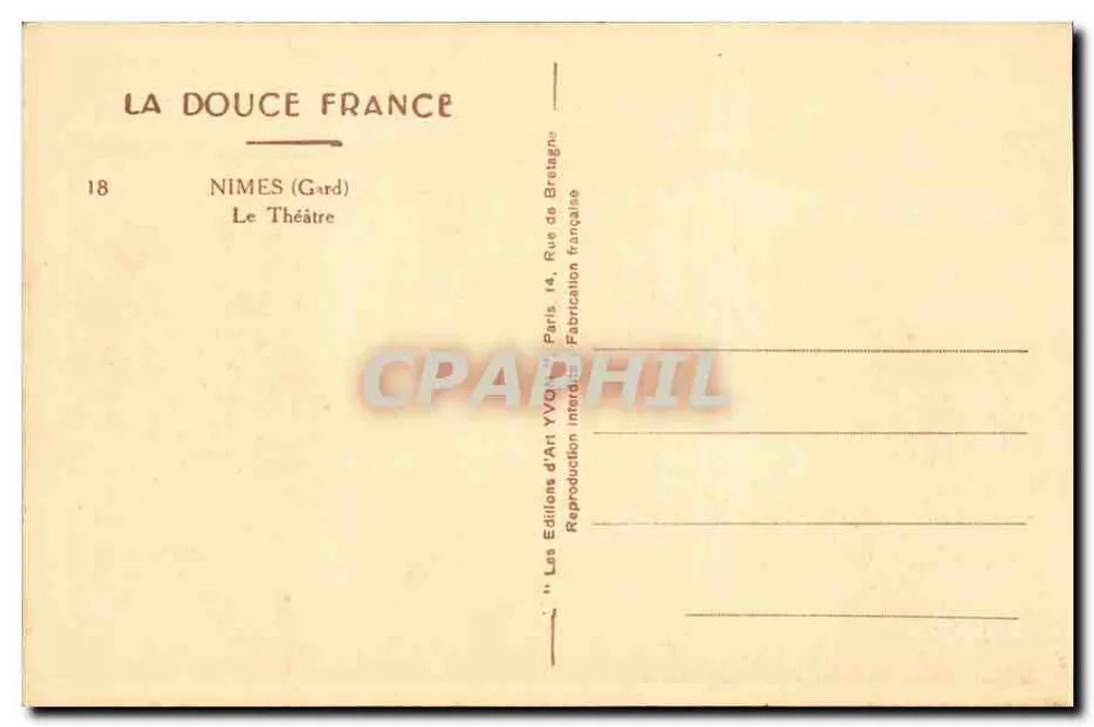 Nîmes — O Teatro — Edições de Arte YVQ, Paris - Verso
