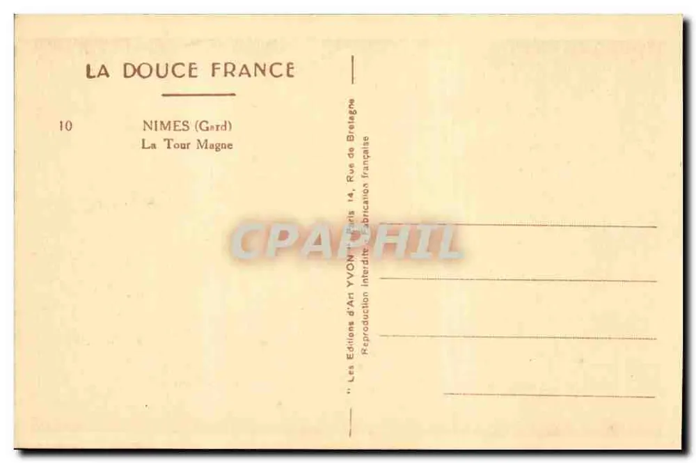 La Tour Magne — Nîmes (Gard) — Les Éditions d'Art YVON, Paris - Verso
