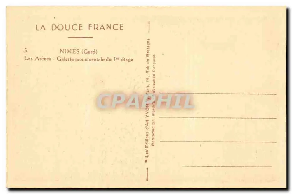 Die Arenen - Monumentale Galerie des ersten Stocks — Nîmes (Gard) — Éditions d'Art YVON, Paris - Rückseite