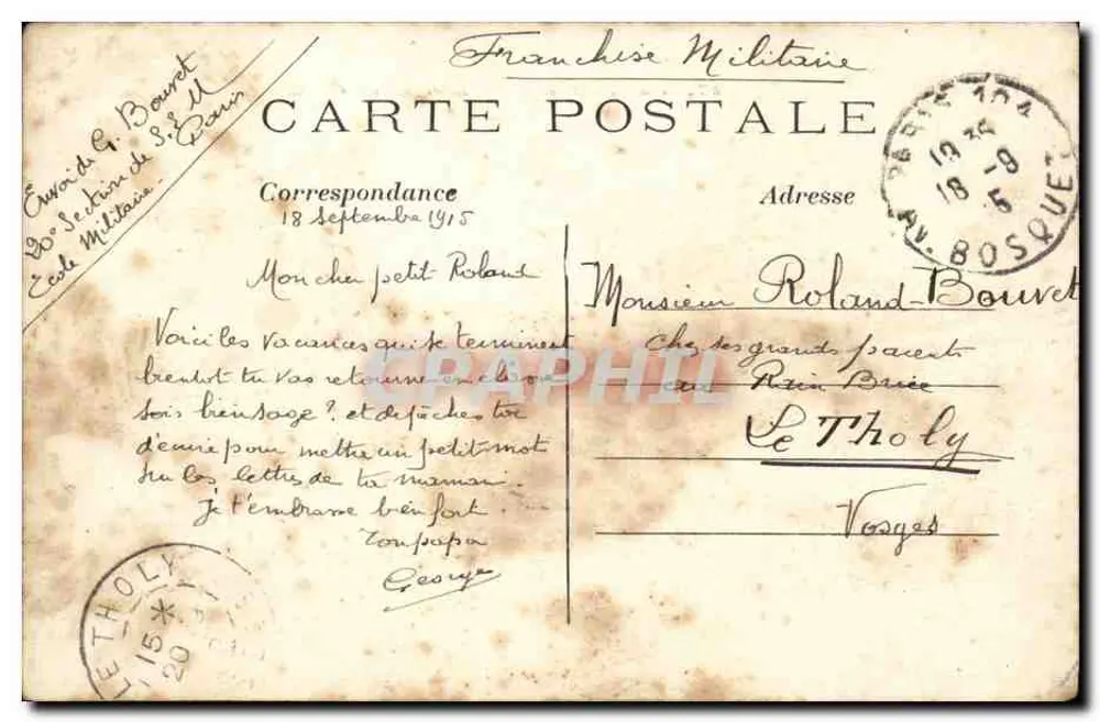 Paris (7º arrondissement) — A Escola Militar — C. M. n°297 - Verso
