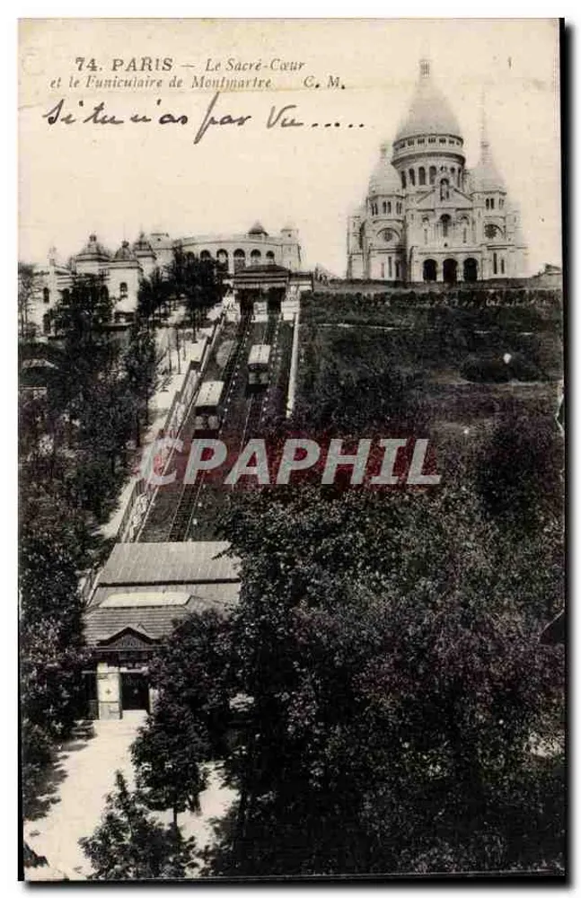 Paris — O Sacré-Cœur e o funicular de Montmartre — C. M. n°74 - Frente