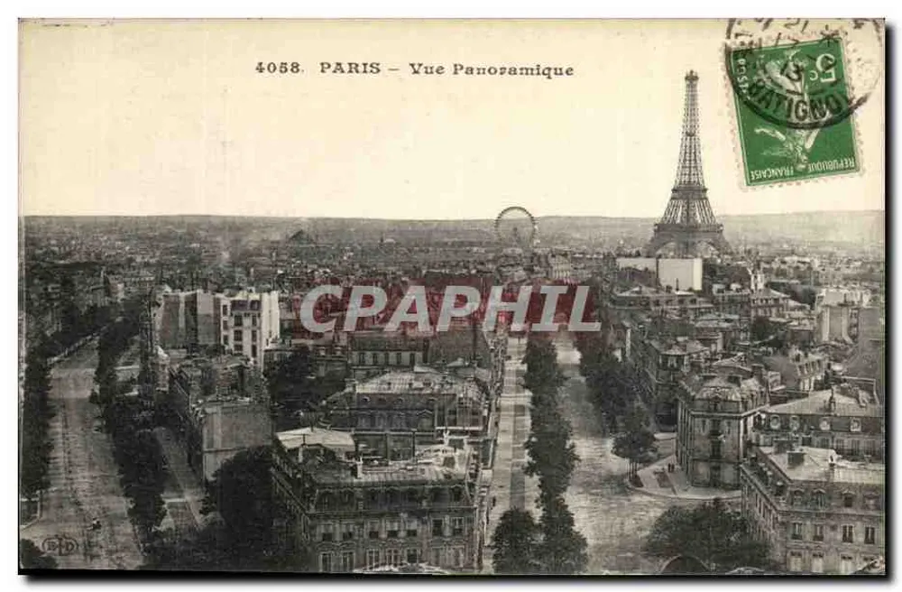 PARIS – Vista Panorâmica — République Française, n° 4058 - Frente