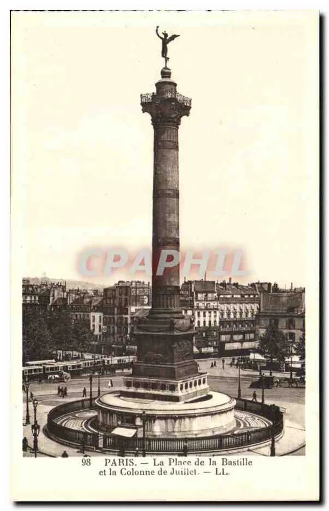 Paris — A Praça da Bastilha e a Coluna de Julho — LL. — n° 98 - Frente