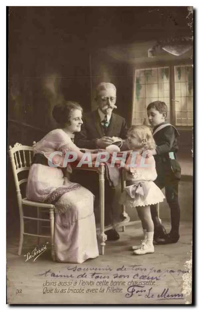 Familie im Innenraum — Erinnerung an Tournai — La Timiès, n°32 - Vorderseite