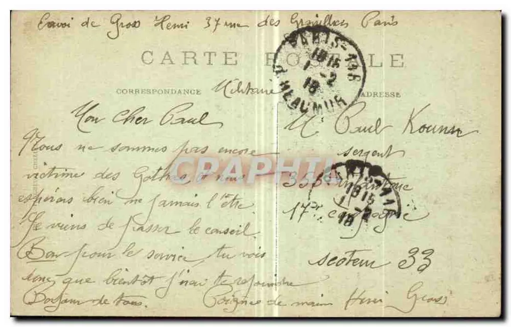 Paris — Arco do Triunfo — L. D. - Verso