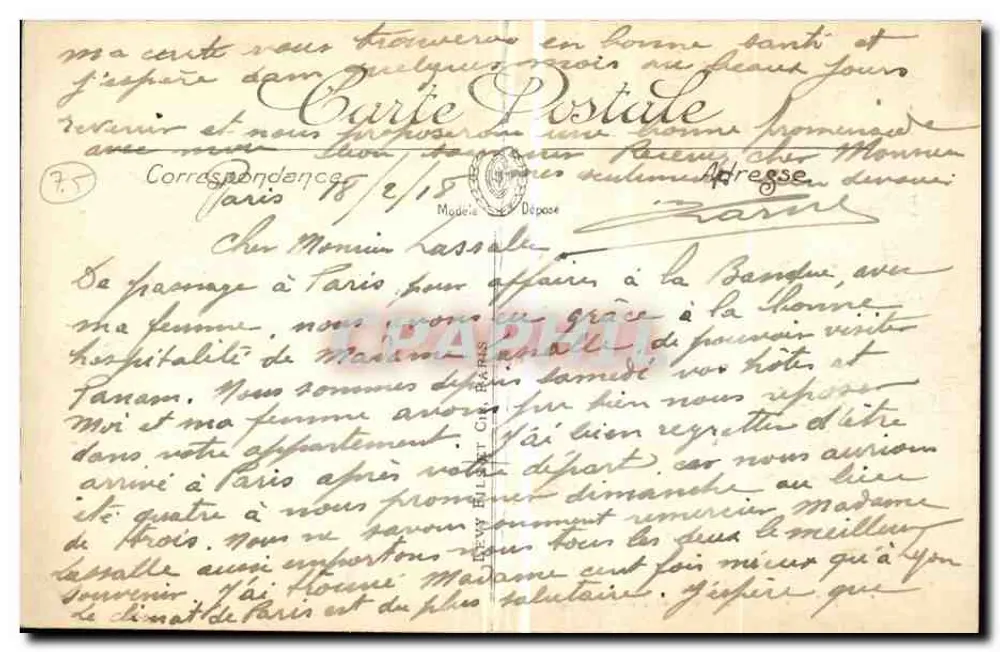 Paris — A Estação da Este — J. Lârue, 27 rue Carnot, Lyon - Verso