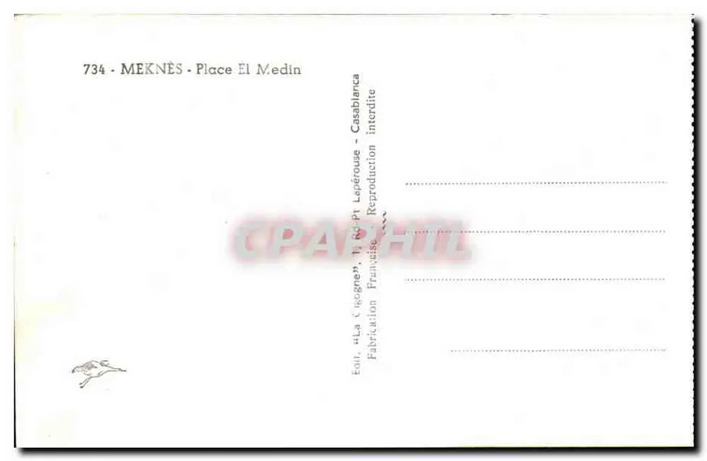 Meknès — Place El Medin — Verlag La Cigogne, Nr. 734 - Rückseite