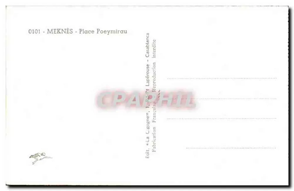 Meknès - Place Poeymirau — Verlag Lapérouse, n° 0101 - Rückseite