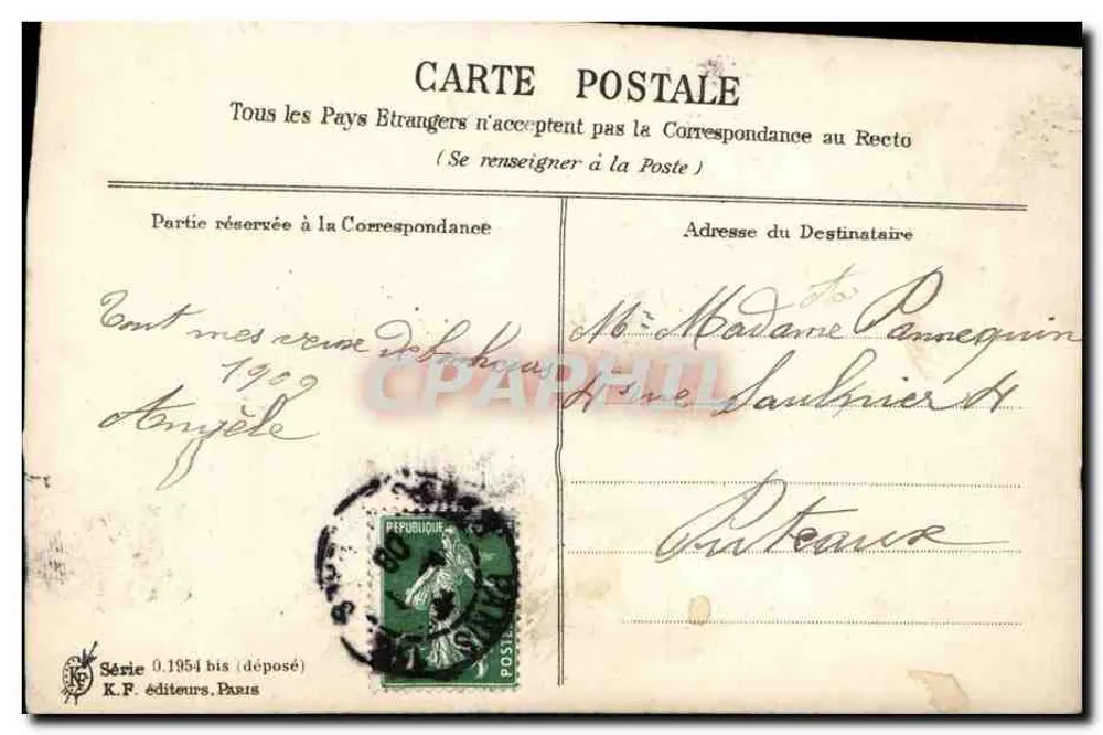 Flores de esquecimento — Desejos Sinceros — K.F. editores, Paris, série 0.1954 bis - Verso