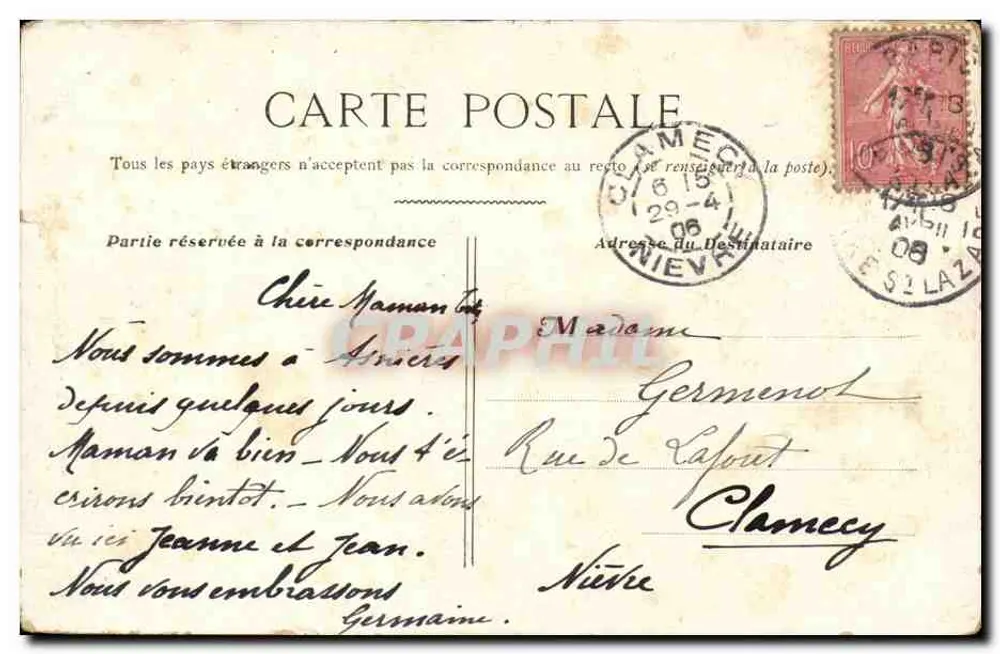 Paris — Praça da Concórdia — editor não identificado - Verso