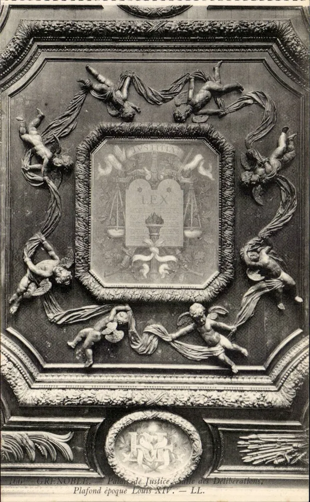 Grenoble — Palácio da Justiça, Sala das Deliberações, Teto da época de Luís XIV — LL. - Frente