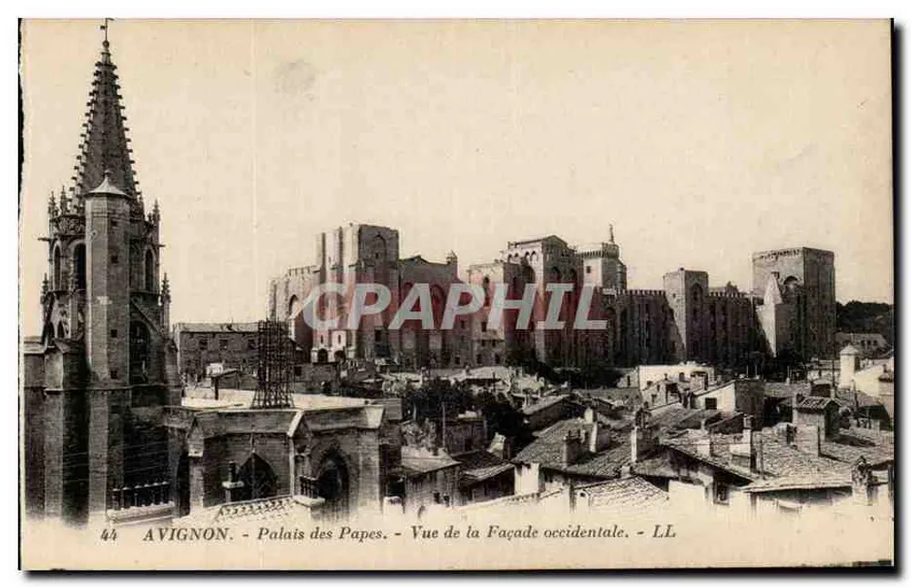 Avignon - Palacio de los Papas - Vista de la Fachada occidental - LL - Anverso