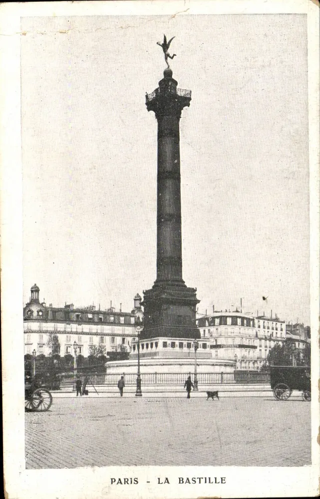 Parijs - De Bastille — kolom van de Bastille met engelstatue — Imp. D. Schneiter & Cie, Parijs - Voorkant