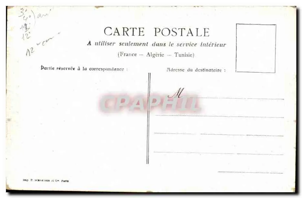 Parijs - De Bastille — kolom van de Bastille met engelstatue — Imp. D. Schneiter & Cie, Parijs - Achterkant