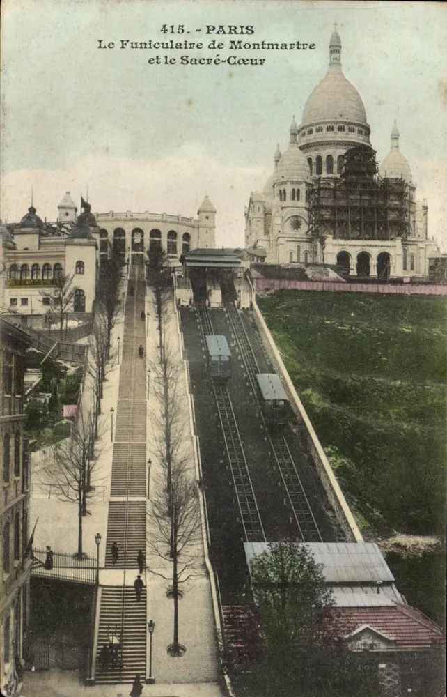 Paris - Der Montmartre-Funicular und das Sacré-Cœur — anonymer Verlag, Nr. 415 - Vorderseite