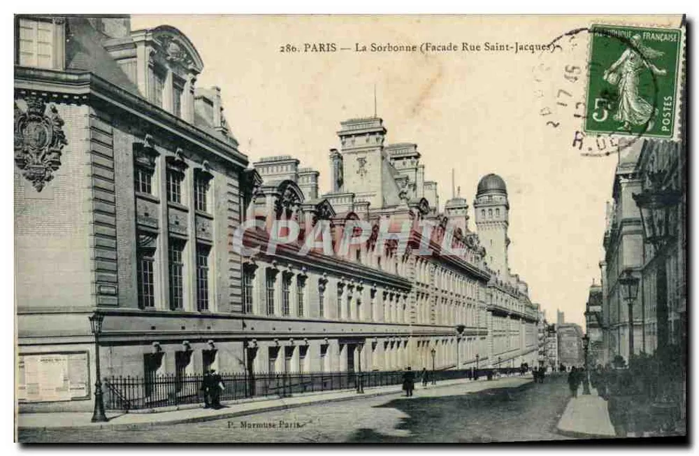 Paris — A Sorbonne (Fachada Rue Saint-Jacques) — P. Mormuse Paris, n° 286 - Frente