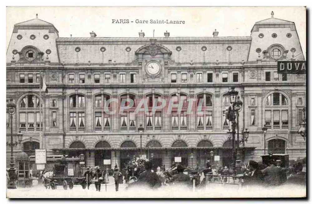 Paris - Estação Saint-Lazare — vista da fachada principal — editor Duvall - Frente