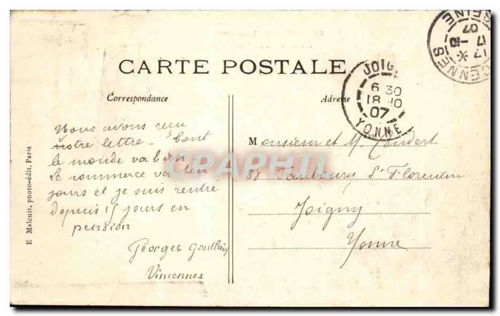BOIS de Vincennes — Le Lac et le Passeur — E. Malcuit, photo-éditeur, Paris, n°42 - Verso
