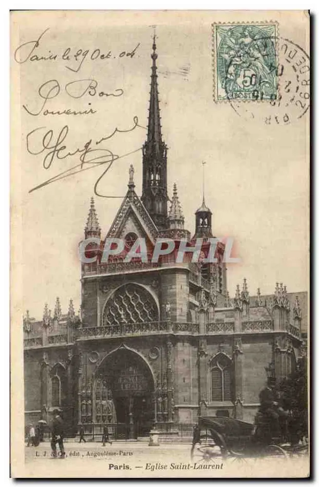 Paris — Igreja de São Laurent — L. J. & Cie, editor, Angoulême-Paris - Frente