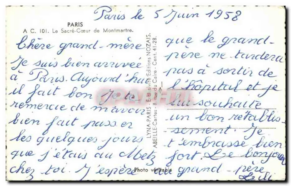 Il Sacro Cuore di Montmartre — Parigi — Éditions LYNALBEILLE, n° 101 - Verso