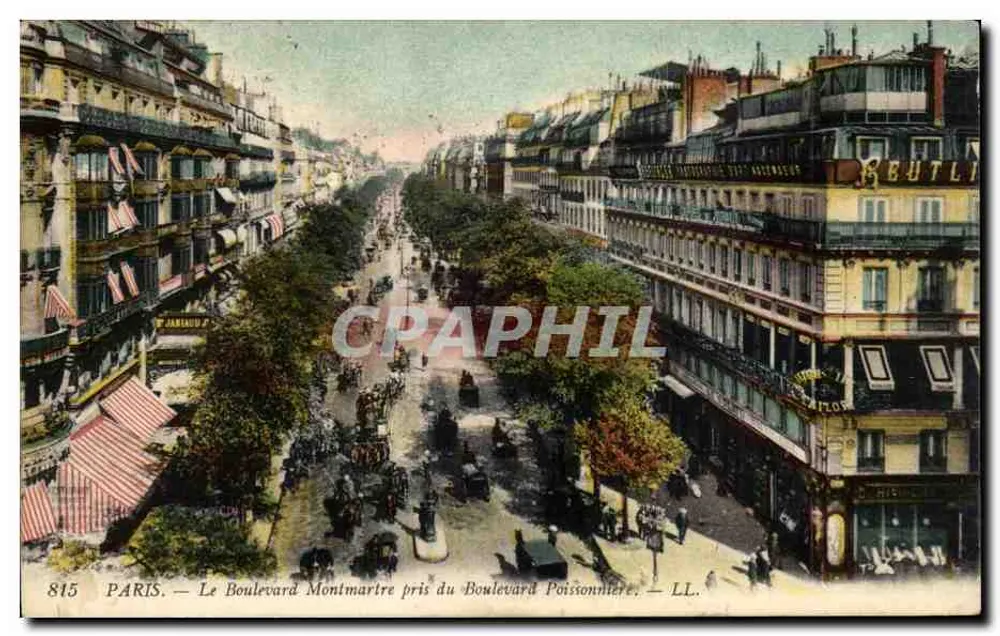 Paris — Le Boulevard Montmartre pris du Boulevard Poissonnière — LL. - Recto