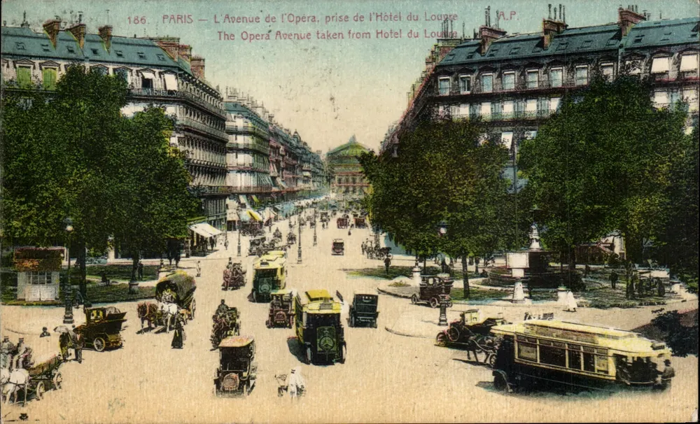 PARIS — Avenue de l'Opéra, Blick vom Hôtel du Louvre — A.P. - Vorderseite